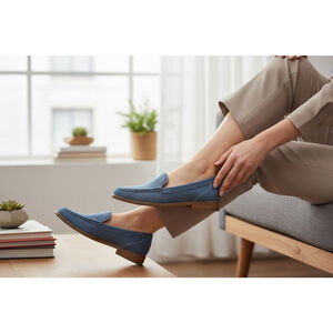 Lucky Brand Blue Medium Washed Denim Penny Loafer Moccasins Slippers Sz 8M